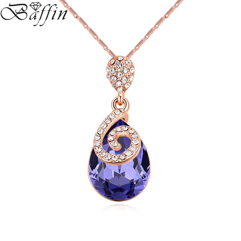 

Original Crystal From Swarovski Maxi Waterdrop Necklaces&Pendants Rose Gold Color Chain Collier Bijoux For Women Best Gift