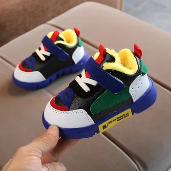 

Toddler Baby Casual Shoes Winter Boy Girl Thicken Soft Bottom Antiskid Patchwork Infant Shoes Brand Newborn Velvet Warm Sneakers