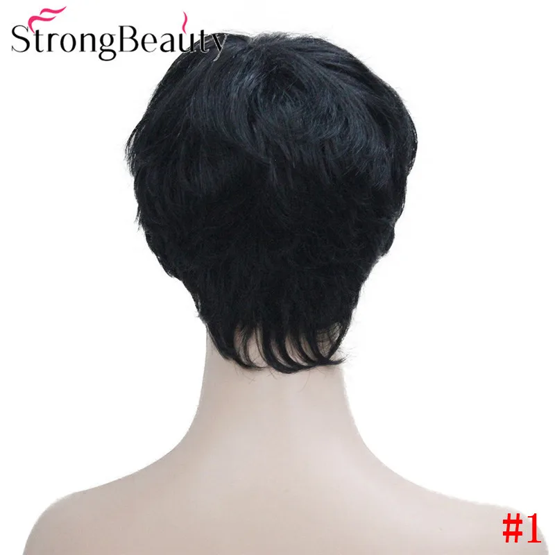 StrongBeauty, короткие прямые парики, синтетические волосы с небольшим монофиламентом, объемные натуральные парики с челкой, 4 цвета на выбор - Цвет: 1