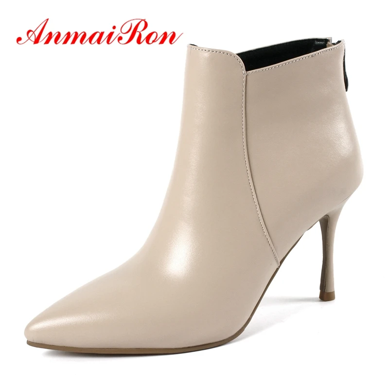 

AnmaiRon Booties 2018 Woman zapatos de mujer womens boots bella hadid pointed toe ankle boots 34-43 ZYL1352