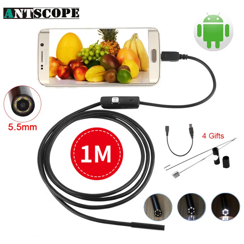 

Endoscope 5.5mm USB Endoscope Camera 1M Lens Borescope Inspection OTG IP67 Snake Tube Pipe Endoscopio Camera for Andriod Phone
