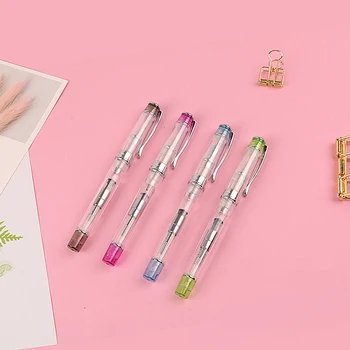 

Candy Color Transparent Fountain Pen Extra Fine Nib 0.38mm Student Writing Practice Ink Pens School Office Supplies
