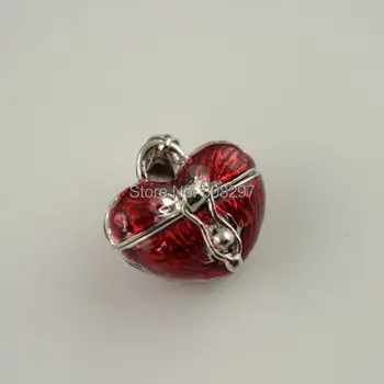 

15pcs Red Color Enamel Heart Shape Prayer Wish Craft Photo Frame Locket Box Pendant Finding