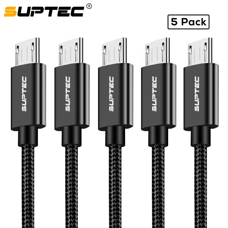 Кабель Micro USB SUPTEC 2 м 3 м, 5 шт. в упаковке, кабель для быстрой зарядки и передачи данных для Android samsung S6 S7 Edge Xiaomi huawei, шнур Microusb