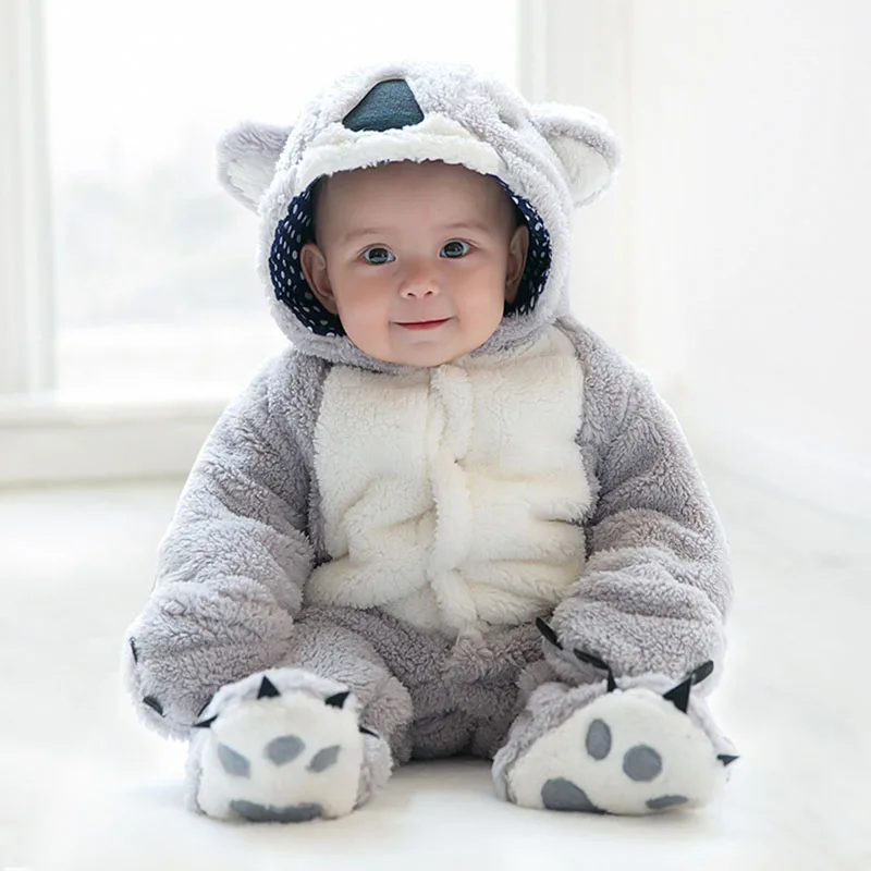 Детские комбинезоны; зимняя одежда для маленьких мальчиков и девочек; хлопковые зимние комбинезоны для новорожденных; комбинезон; зимний комбинезон для малышей; костюм коалы с животными