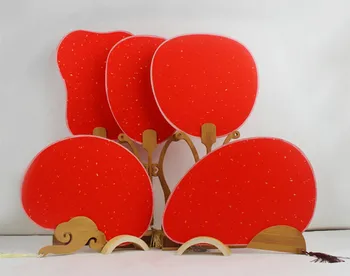 

Thicken Double Rice Paper Fan Red Blank Chinese Traditional Craft Hand Fan DIY Art Painting program Vintage Bamboo Handle Fan