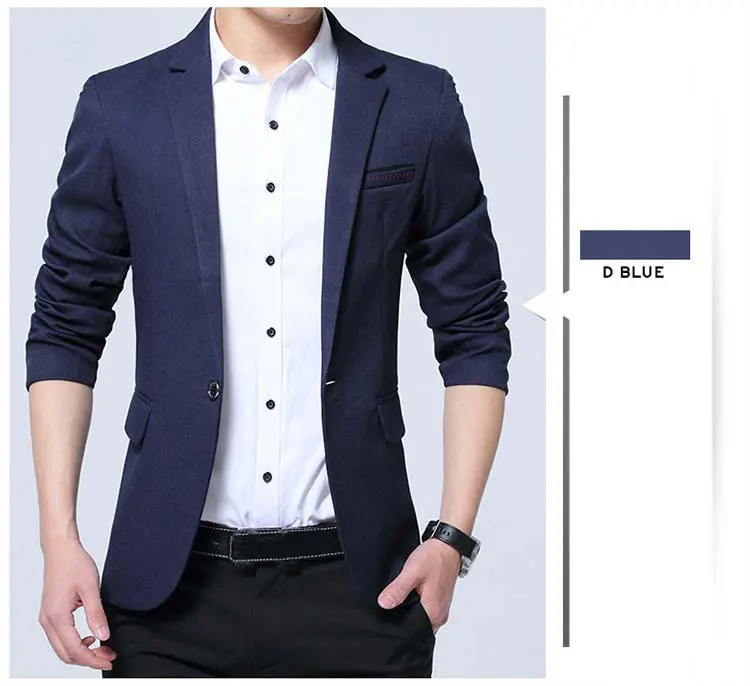 Men's Casual Slim Fit Solid Suit Blazer Jacket for Weddings and Formal Events - Black Hombre Suit Blazer for Men's Wedding Dress image 3