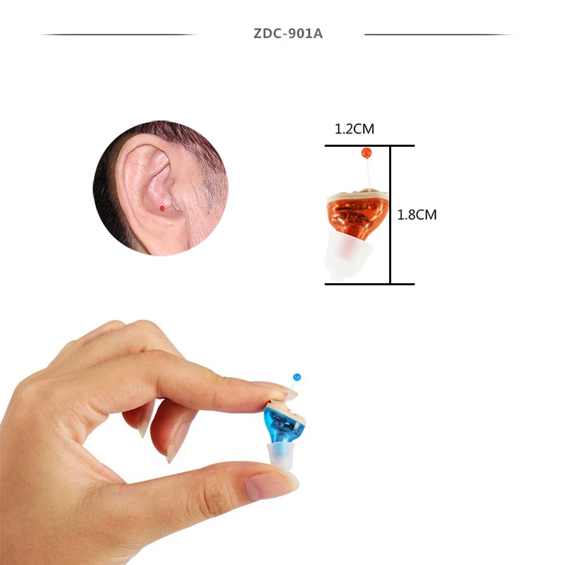  Micro Mini Audiphone High-Low Tone Invisible Complete In Ear Hearing AID Sound Voice Enhancement Vo