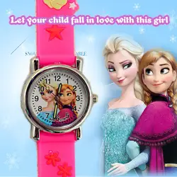 Модные милые детские часы принцессы Эльзы и Анны для девочек детские часы hello kitty Классные Спортивные кварцевые наручные часы подарки KT