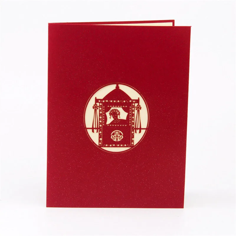  3D Laser Cut Handmade Chinese Style Bridal Sedan Chair Paper Invitation Greeting Cards PostCard Wed - 32791417397