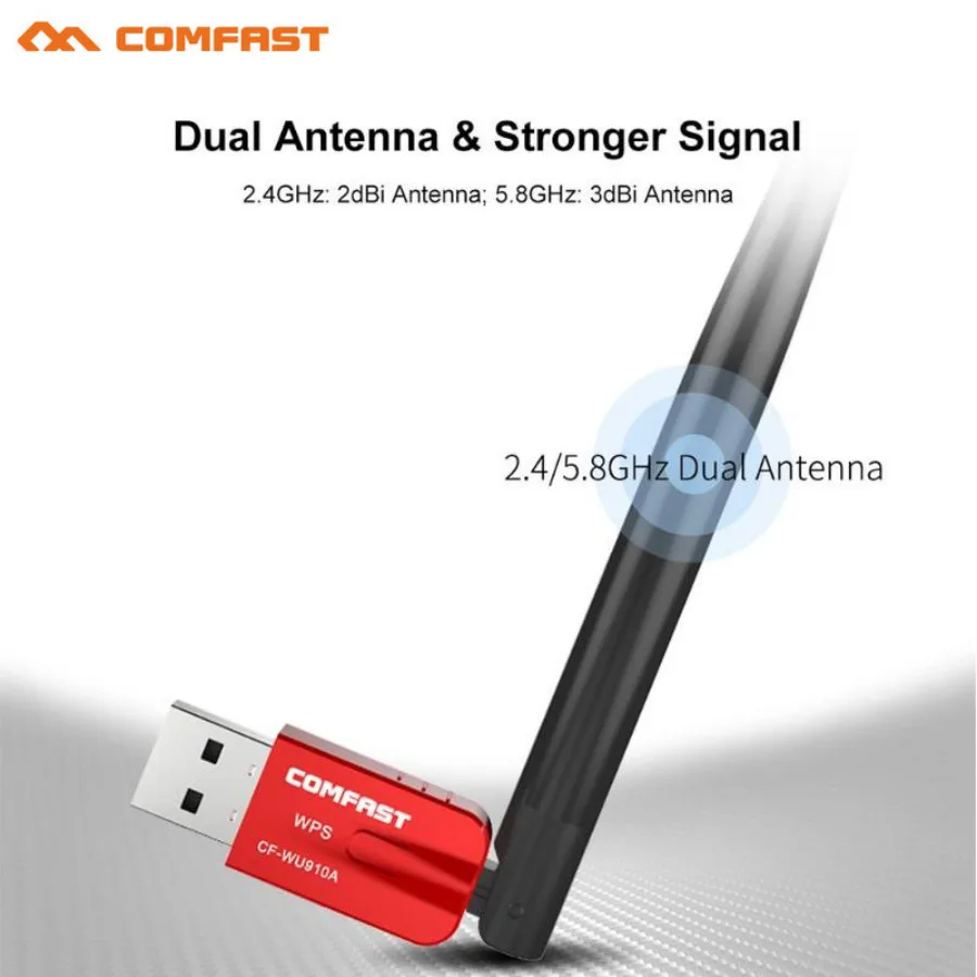

COMFAST WiFi Receiver 600Mbps Dual Band USB WiFi Adapter Bluetooth 4.0 WiFi Receiver 5.8GHz Wireless Network Card CF-WU910A