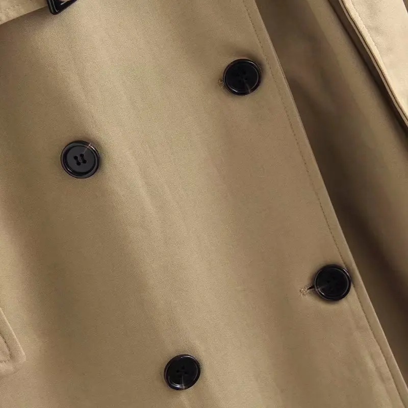 Женские повседневные однотонные двубортные пояса для верхней одежды офисное пальто шикарный погоны дизайн длинный Тренч CRRIFLZ Осенняя коллекция