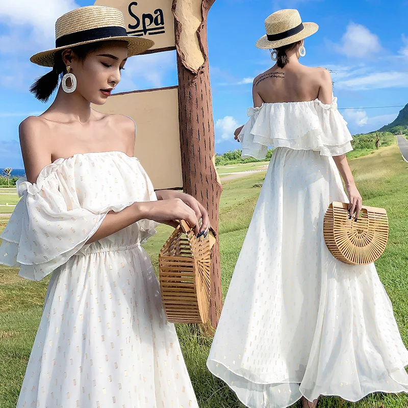 

New Thai Bali Beach , Sanya Seaside Holiday Dress, Chiffon , 2019