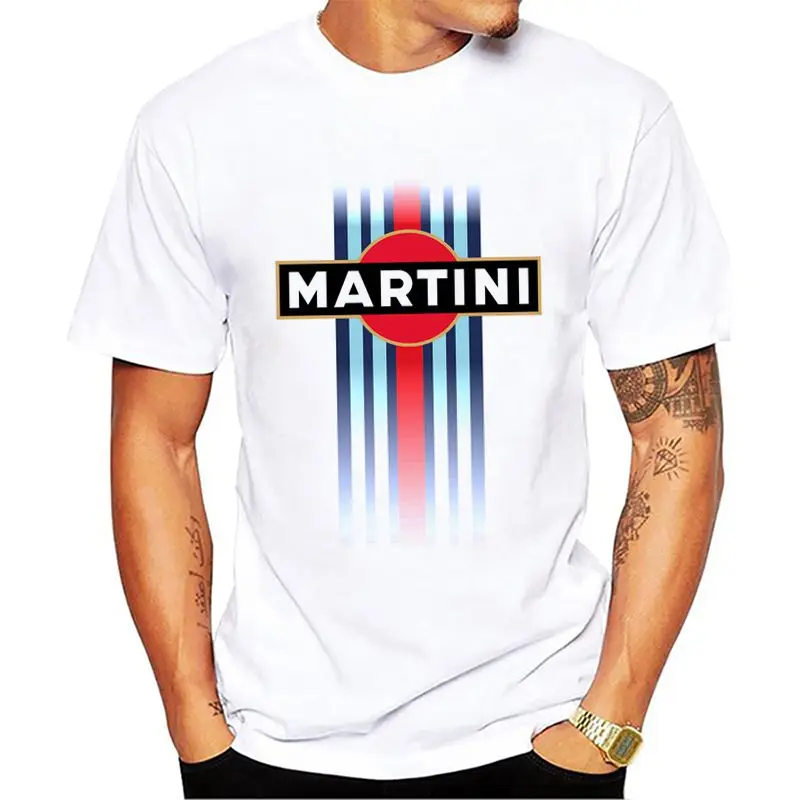 Мужская футболка, новинка, летняя мода, короткий рукав, o-образный вырез, Мартини, гоночный, в полоску, дизайнерская одежда с принтом