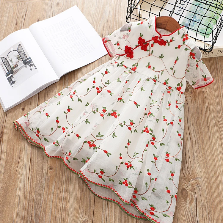 

Girls Lace Dress 2019 New Style Girls Summer Embroidery Clothes for Girls Floral Children Dress Princess Costume Girls Clothing
