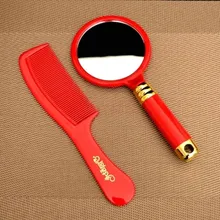 Wedding Comb Mirror Set Marry Supplies Bride Home Accompanying Dowry Chinese Style Red Festive Makeup Small Combs Hairbrush Sae
