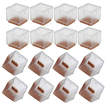

16Pcs/Set Square Bottom Silicone Wood Floor Protect Chair Leg Caps Furniture Feet Pads Table Covers Anti-slip Prevent Scratches