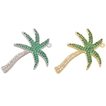 

ZHUKOU 29x39mm High Quality Gold Sliver Crystal coconut tree pendant for Bracelet Necklace Earrings Jewelry Accessories VS396