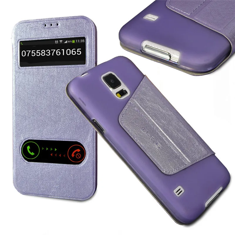 Чехол для Samsung Galaxy S5 i9600 с окошком откидной крышкой автоматической функцией смарт