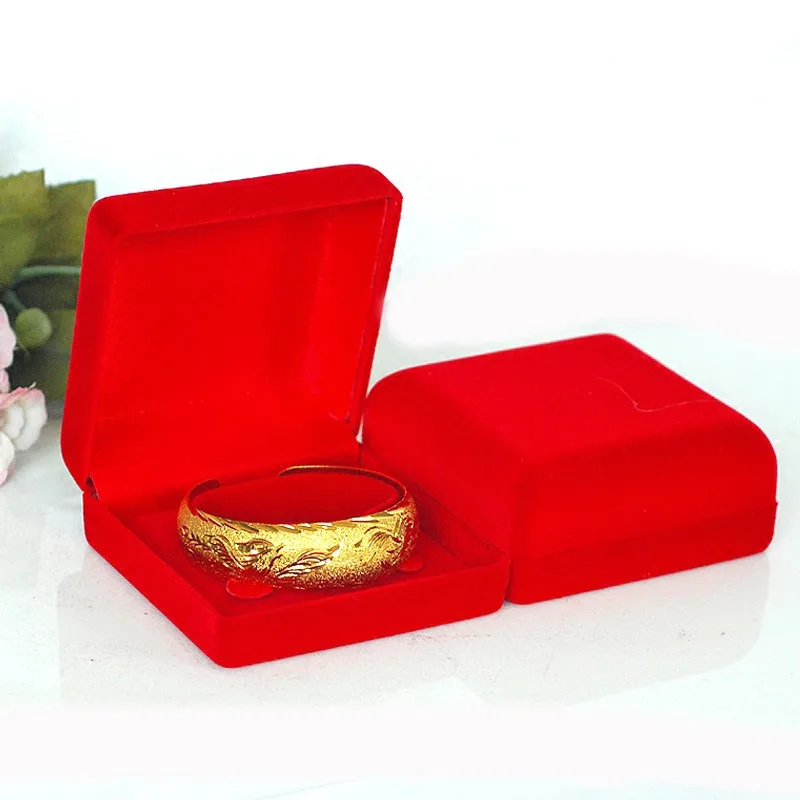 Оптовая продажа 10 шт. красный квадратной формы Бархатная браслет Коробки часы ювелирные изделия для Браслеты День Святого Валентина