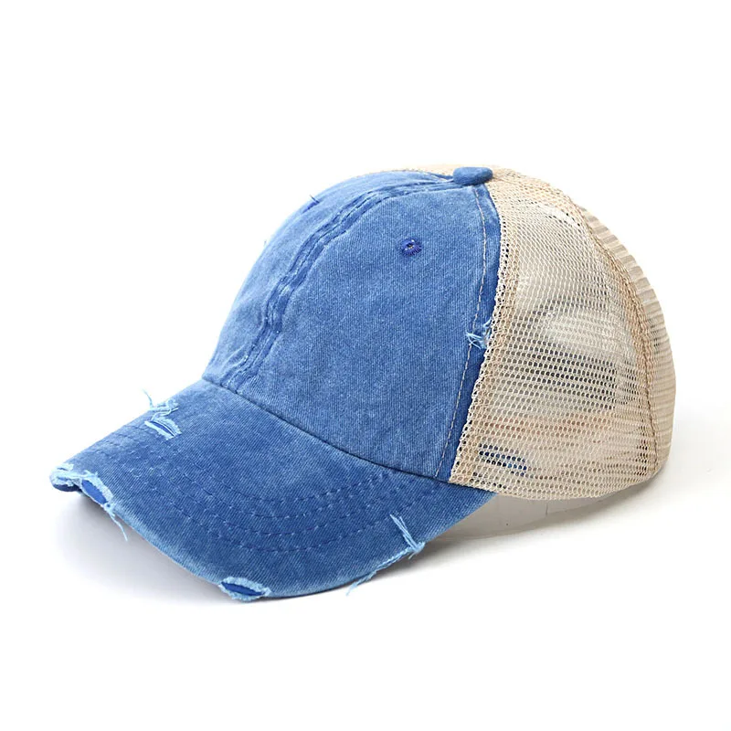 Ladies Ponytail Baseball Cap Women Snapback Summer Hats Breathable Mesh Hats Casual Sport Gorras Para Hombre Bone Caps - Цвет: Синий