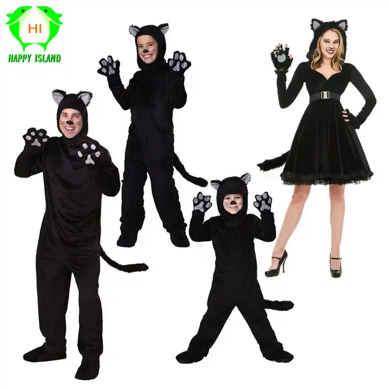 halloween 2020 black kid 2020 New Halloween Couple Family Adults And Kids Role Playing Black Little Wildcat Couple Costume Stage Performance Clothing Couple Costume Halloween Costume Adulthalloween Clothing Aliexpress halloween 2020 black kid