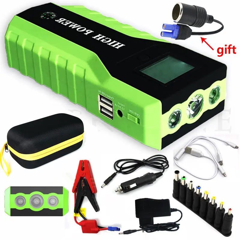 2019 Multifunction Jump Starter 89800mAh 12V 2USB 600A Portable Car Battery Booster Charger Booster Power Bank Starting Device