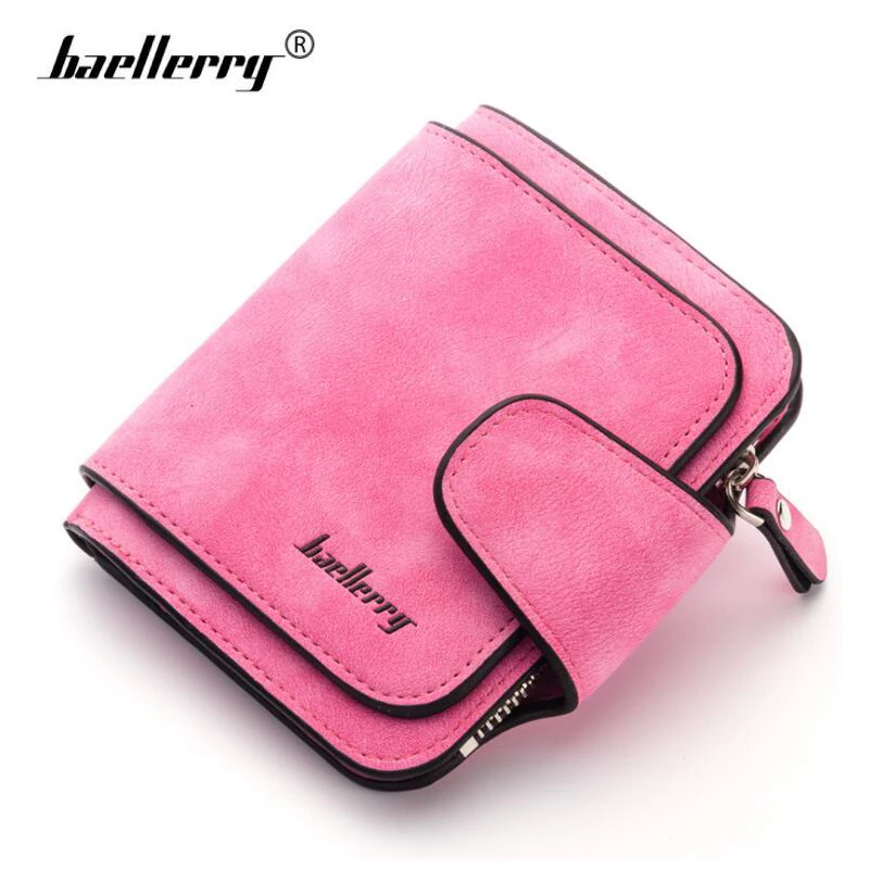 

Baellerry Fashion Lady Letter Zipper Short Clutch Wallet Solid Vintage Matte Women Wallet Small Female Short Purse Coin Bag