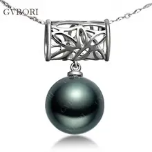 GVBORI Таити Черный подвеска с жемчужиной+ 925 пробы Серебряная цепочка necklacefashion Стиль ювелирные украшения ShippingPP142LS