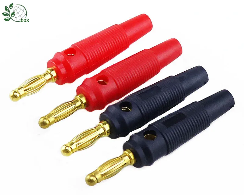 

4pcs Banana Plugs Connectors 4mm Gold Plated Speaker Wire Pin Banana Plug Terminal Red+Black Color