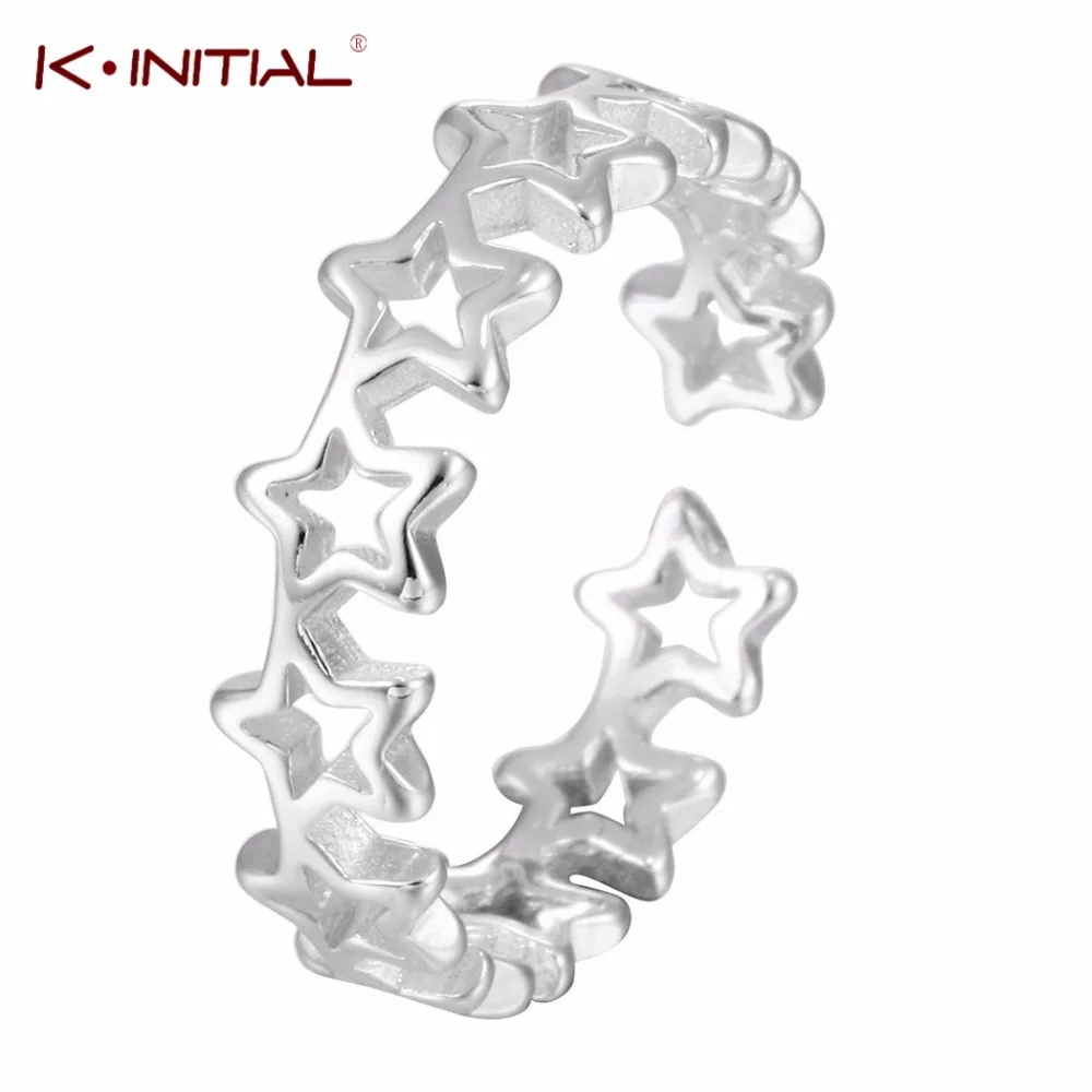 

Kinitial 1Pcs 925 Sterling Silver Hollow Starshine Star Ring Vintage Charm knuckle Anti-allergy Fashion Engagement Rings Jewelry