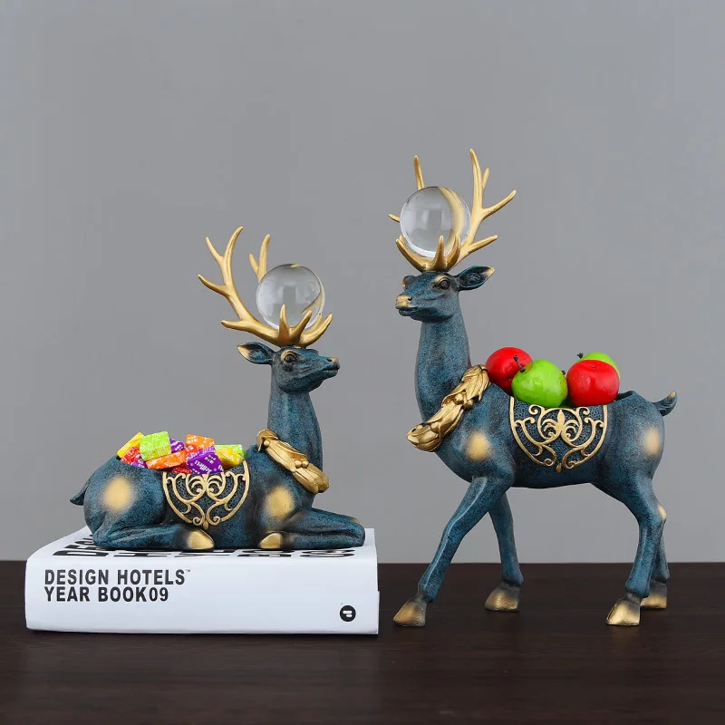 

Europe Resin Lovers Deer Home decoration accessories modern Creativity Animal Storage Decoration Crafts Desktop Home decor
