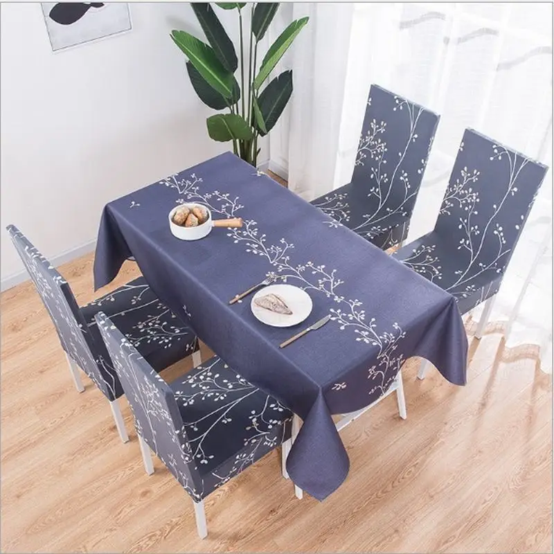 Linen Cotton Floral Print Home Kitchen Party Tablecloth Set Suit Table-cloth Rectangular Table Cloth Elastic Strech Chair Cover