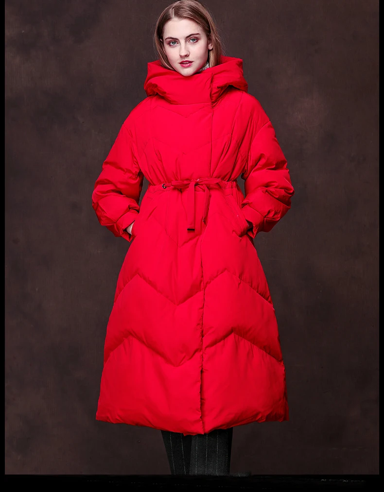 Пуховик Женское пальто большой размер с капюшоном толстый теплый черный красный горячая распродажа