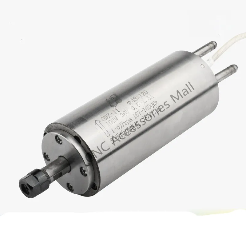 

100w ER8 10000-60000rpm Precision High Speed spindle motor water cooling 36VAC 1.5A 1000HZ 48mm spindle