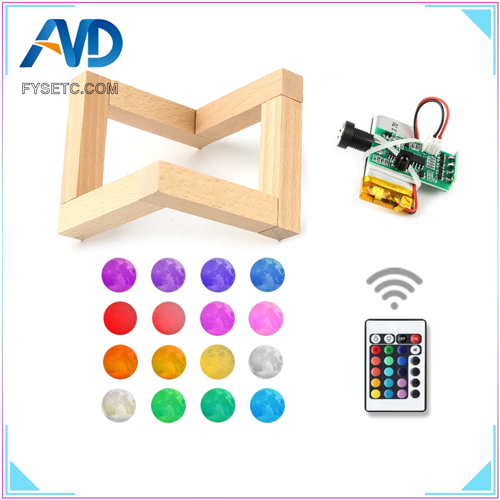 3D Printer Parts Moon Lamp Light Board 16 Colors Remote Control Night Light Circuit LED Light Source USB Charging With Battery