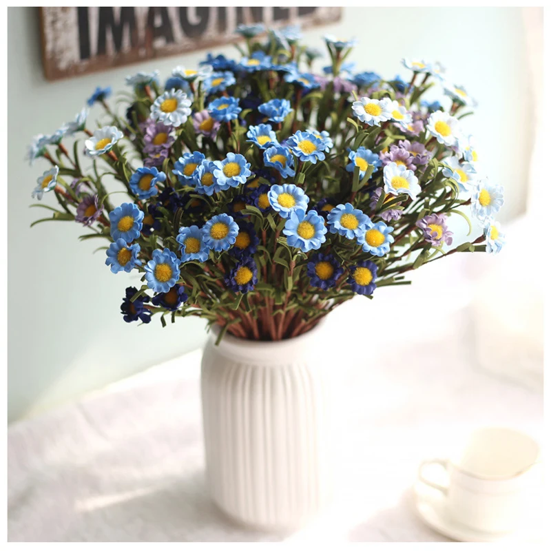 1PCS 6 head Daisy Artificial Flowers High Quality DIY Wedding Decor Mini Flowers For Bride Bouquet Party Home Decoration