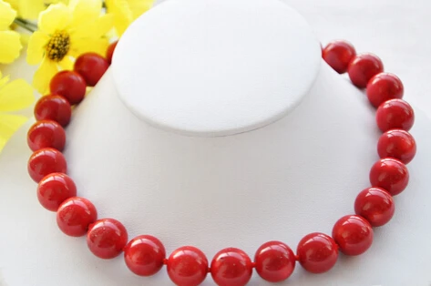 

ddh003204 AAA++ REAL natural 17" 15MM round red coral bead necklace