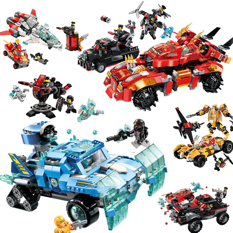 

City military Heavy armored chariot pickup truck deformation robot Ice shield armored vehicle Building Blocks For children Gift
