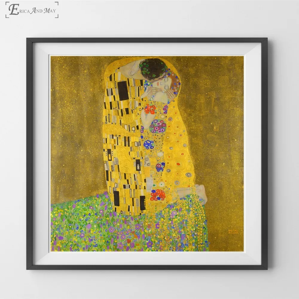 Gustav Klimt Kiss Классическая серия винтажная постерная печать масляная живопись на холсте настенные художественные фрески картины для гостиной Decoratio