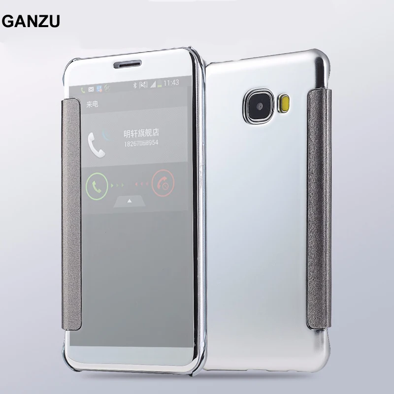For Samsung Galaxy ON7 2016 J7 Prime Mirror Case Electroplating Clear View Smart Flip Cover For
