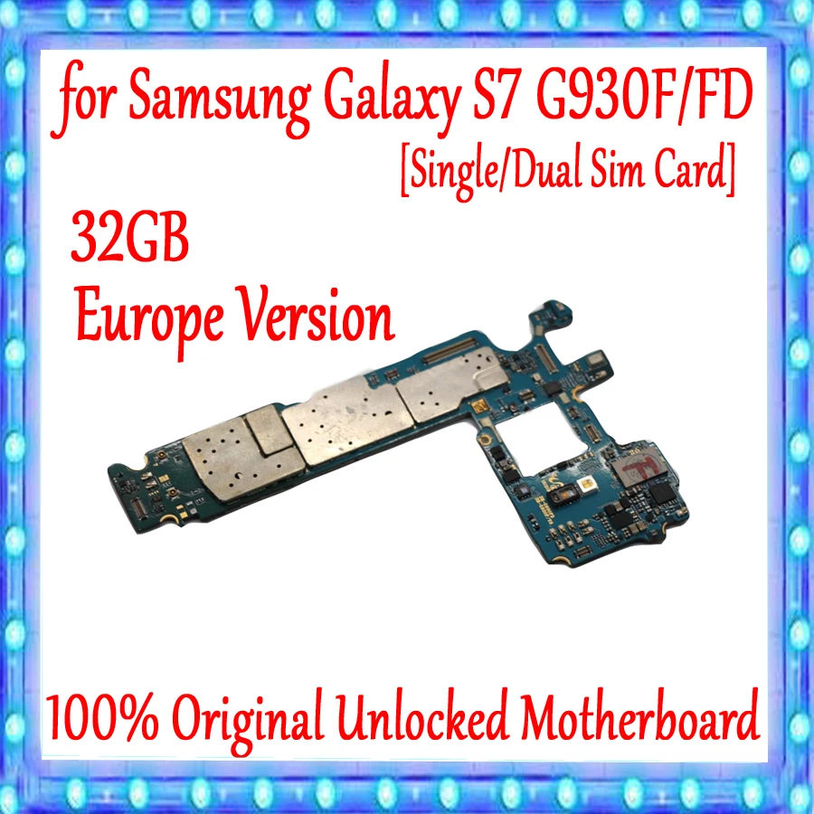 100% оригинальная разблокированная материнская плата Замена для Samsung Galaxy S7 G930F G935F