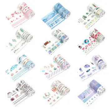 

DIY Pocket Book Tape Colorful Series Foundation 4 Volume Boxed Diary Sticker Paint Washi Tape 12 Random adhesive tape