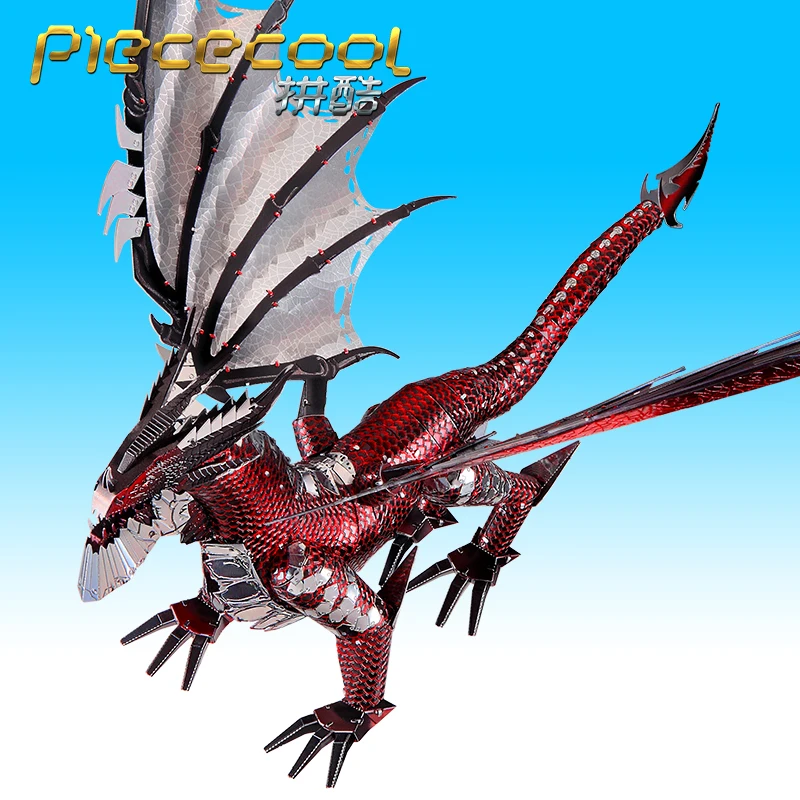 Piececool 3D металлическая головоломка, черный дракон, модель, сделай сам, нано лазерная резка, ручная головоломка для взрослых, детей, коллекционные развивающие игрушки