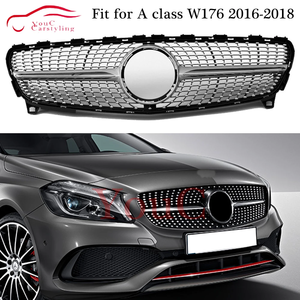W176 Алмазная решетка Передняя флейта для Mercedes A class facelift A180 A200 A250 A45 AMG 2016 - 2018 |