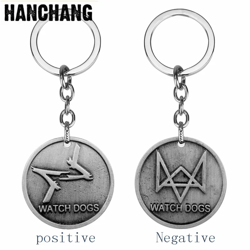 

Vintage Jewelry Game Watch Dogs Alloy Keychain Watch Dods Round Keyring Men Car Accessories Key Buckle