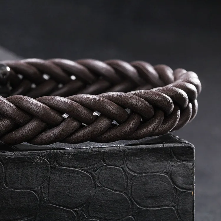 14mm-Black-Brown-Braided-Genuine-Leather-Men-Bracelet-Stainlees-Steel-Cuff-Bracelets-Bangles-Male-Jewelry (3)