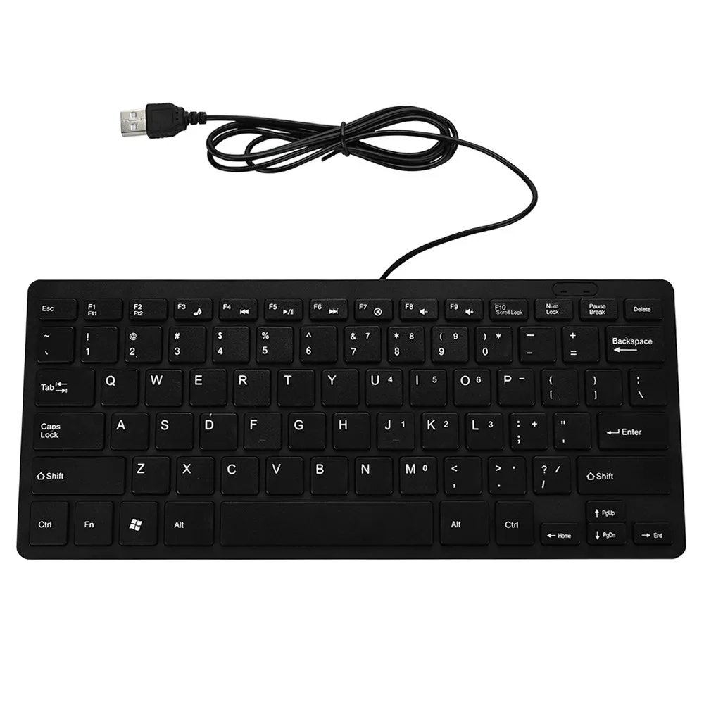 Проводная Мини USB клавиатура 78 клавиш бесшумная мультимедиа для ноутбука