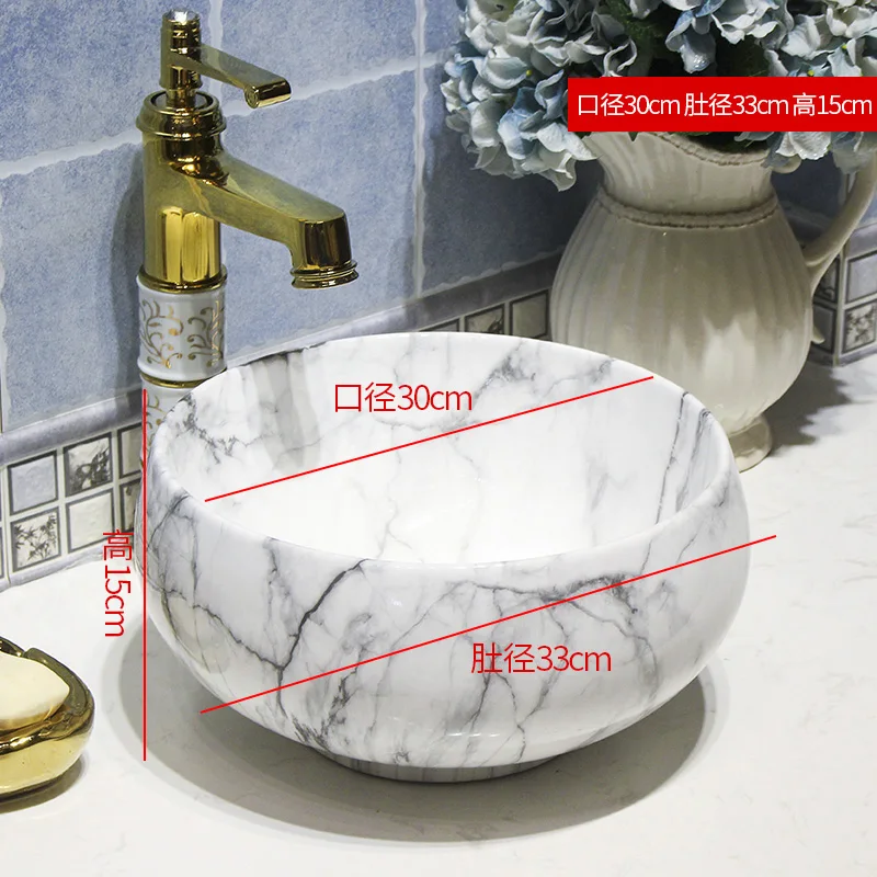 Europe Vintage Style Art Counter top Basin Sink Handmade Vessel Sink Vanities art Ceramic wash basin Bathroom sink (6)