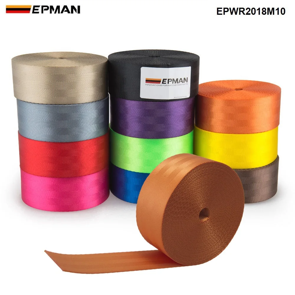 

EPMAN 10 Meters Strengthen Seat Belt Webbing Fabric Racing Car Seat Safety Belts Harness Webbing Straps 2inch EPWR2018M10-AF